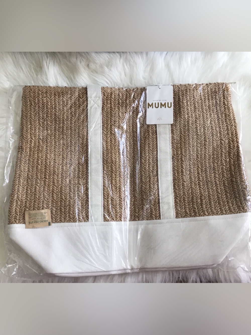 Show Me Your MuMu Straw Tote with White Trim